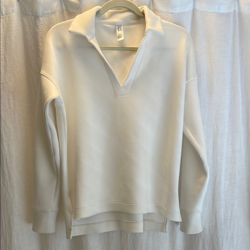 SPANX White V-Neck Sweater Knit